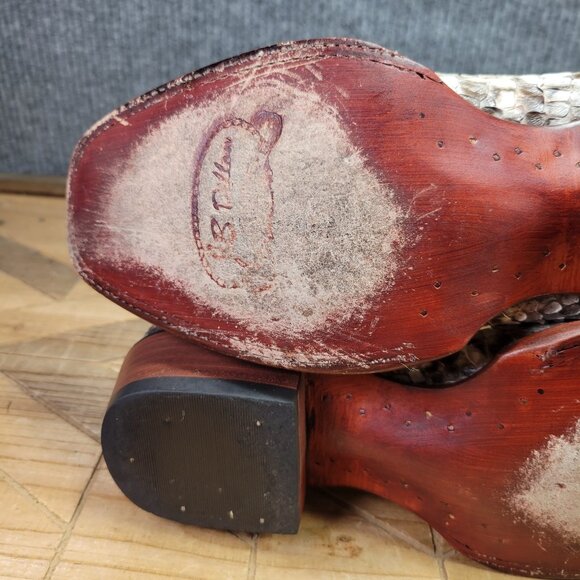 🔥 JB DILLON Reserve Mens 11B Narrow White Python EXOTIC Cowboy Square Toe Boots - Picture 11 of 14